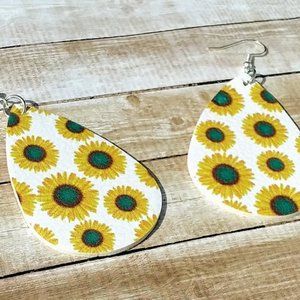 sunflower faux leather earrings